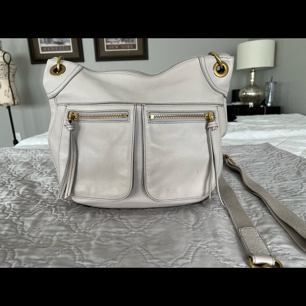 💥 HOT SALE! 💥 Fossil Leather Karli Gray Hobo Crossbody Bag